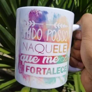 Caneca Personalizada Tudo Posso Naquele que Me Fortalece - Voar Personalizados