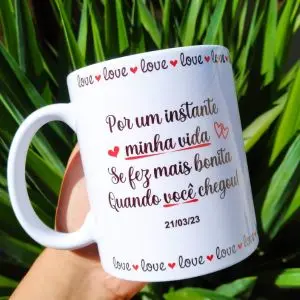 Caneca Personalizada Por um Instante Minha Vida se Fez Melhor - Voar Personalizados