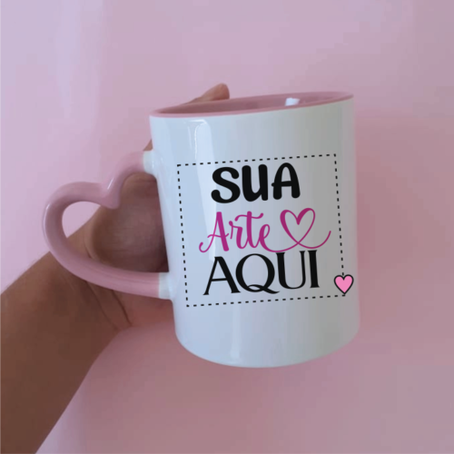 Caneca Alça Coração - Sua arte aqui