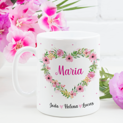 caneca com nome dos filhos