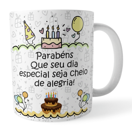 Caneca Aniversário Seu Dia Especial Cheio de Alegria - Imagem 3