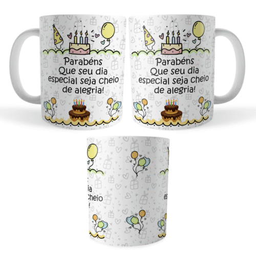 Caneca Aniversário Seu Dia Especial Cheio de Alegria - Imagem 5