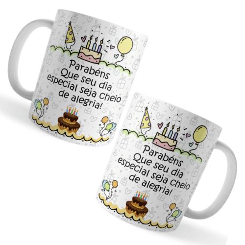 Caneca Aniversário Seu Dia Especial Cheio de Alegria - Imagem 2