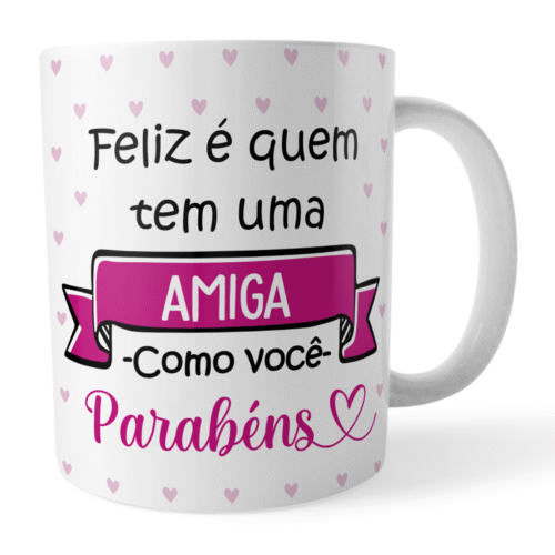 Caneca Amiga Aniversário – Felicidade e Parabéns - Imagem 2