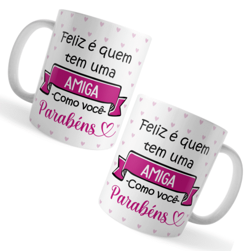 Caneca Amiga Aniversário – Felicidade e Parabéns - Imagem 3
