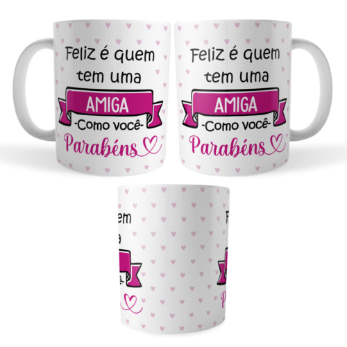 Caneca Amiga Aniversário – Felicidade e Parabéns - Imagem 4