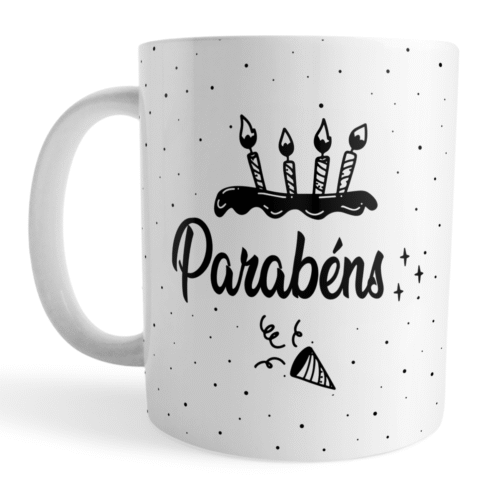Caneca Parabéns – Presente Aniversário com Estilo Moderno