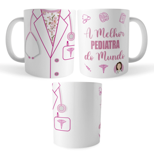 Caneca Xicara A Melhor Pediatra do Mundo Presente pediatria - Imagem 4