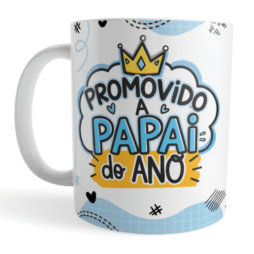 Caneca Xicara Promovido a Papai do Ano Revelação Gravidez - Imagem 2
