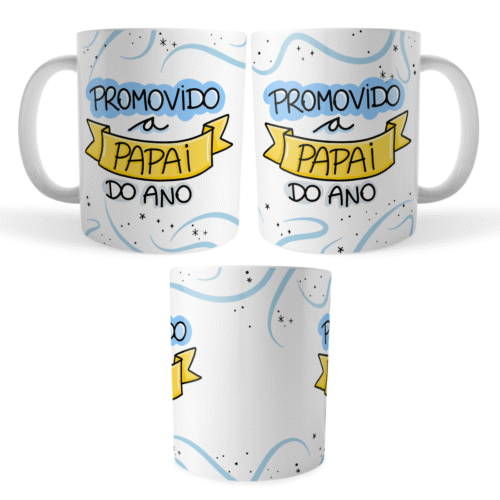 Caneca Xicara Promovido a Papai do Ano Gravidez Revelação - Imagem 4