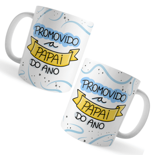 Caneca Xicara Promovido a Papai do Ano Gravidez Revelação - Imagem 3