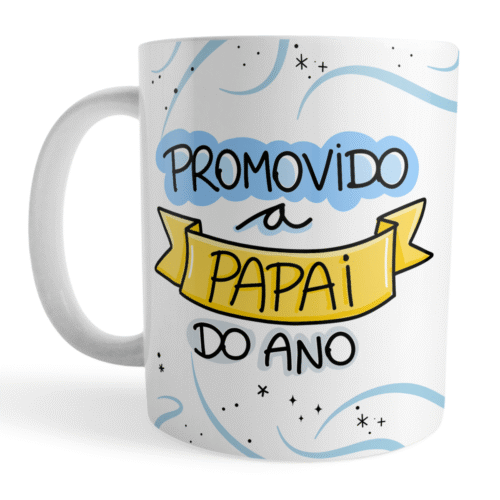 Caneca Xicara Promovido a Papai do Ano Gravidez Revelação - Imagem 2