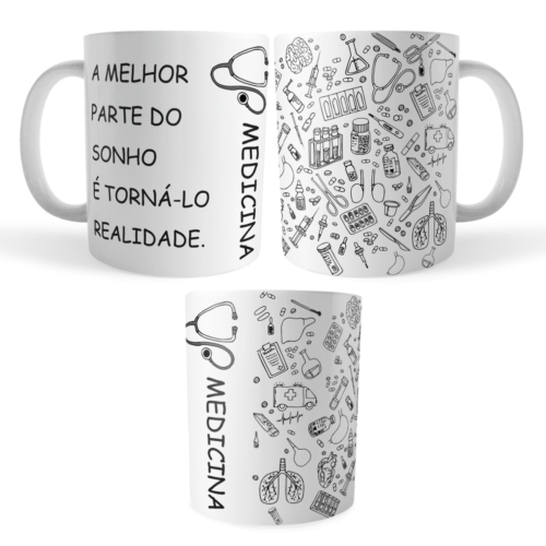 Caneca Xicara Medicina Médico Melhor Sonho Realidade - Imagem 5