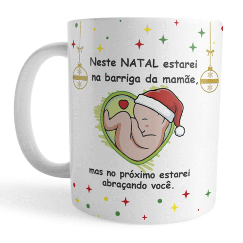 Caneca Revelação de Gravidez Tema Natal Gravidez Bebê a Caminho