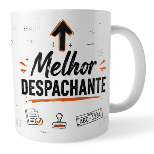 Caneca Para Melhor Despachante Detalhes Laranja